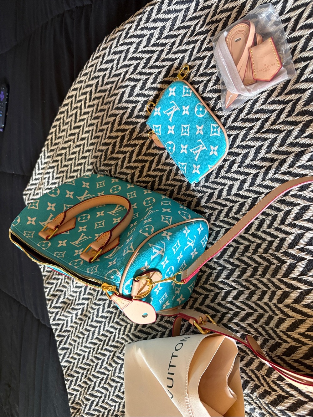 Turquoise Monogram Bag Designer Style Women’s Bag NEW! - Picture 2 of 6